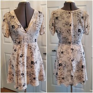 Baby Pink Mini Dress with Black Floral Pattern